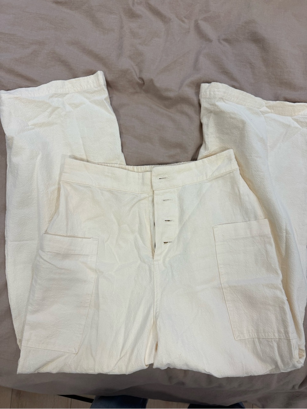 O'Neill Off-White Wide-Leg Button Front Pants
